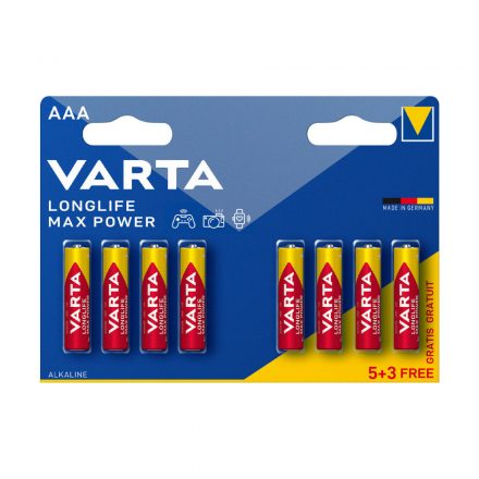 VARTA Longlife Max Power Alkáli Mikro Elem AAA B5+3