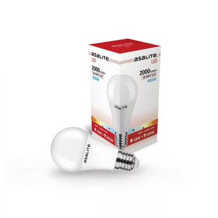 Asalite LED Izzó A65 gömb E27 18W 4000K (2000 lumen)