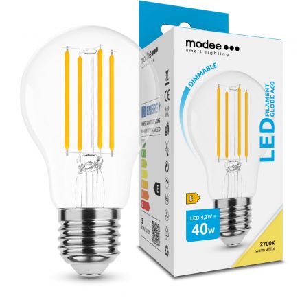 Modee LED Bec Filament A60 4,2W E27 360° 2700K (470 lumen) dimm. ERP