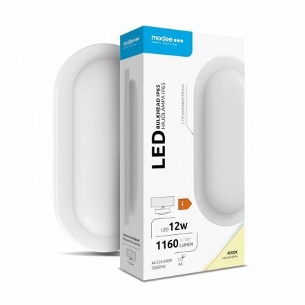 Modee LED Bulkhead Oval 12W 4000K, protecție IP65, 1160 lumeni, alb, ERP, garanție 2 ani.