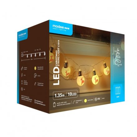 Modee Ghirlandă de Crăciun LED Plastic cu Baterii C1014 (10LED/1.35m/15cm) cald