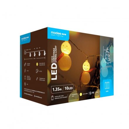 Modee Ghirlandă de Crăciun LED Plastic cu Baterii C1015 (10LED/1.35m/15cm) cald