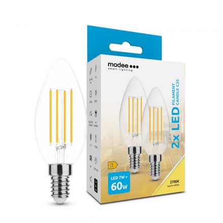 Modee LED Bec Filament Lumânare C35 7W E14 360° 2700K (806 lumen) ERP B2