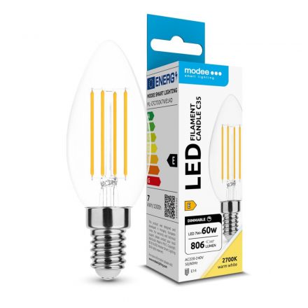 Modee LED Bec Filament Lumânare C35 7W E14 360° 2700K (806 lumen) dimm. ERP