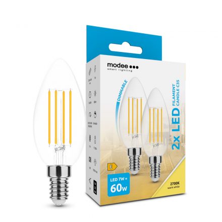 Modee LED Bec Filament Lumânare C35 7W E14 360° 2700K (806 lumen) dimm. B2 ERP