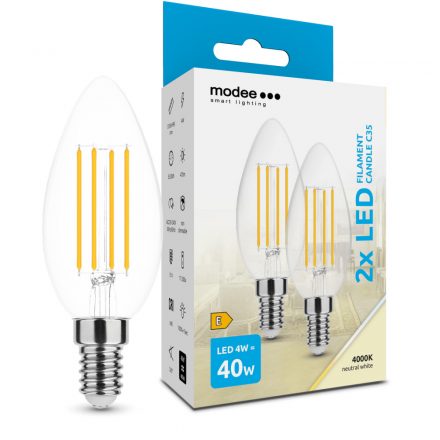 Modee LED Bec Filament Lumânare C35 4W E14 360° 4000K (470 lumen) ERP B2