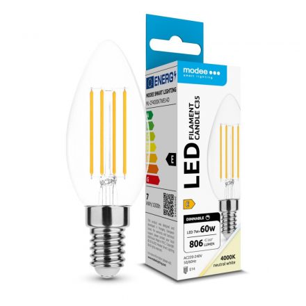 Modee LED Bec Filament Lumânare C35 7W E14 360° 4000K (806 lumen) dimm. ERP