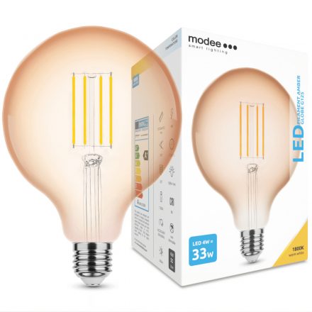 Modee Lighting LED Filament Amber Globe G125 4W E27 320° 1800K (360 lumen)