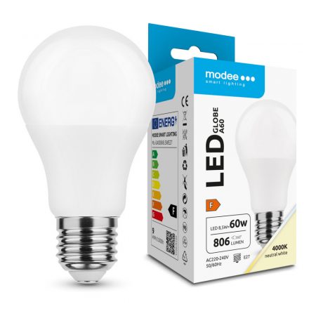 Modee Lighting LED Bec Globe A60 8.5W E27 200° 4000K (806 lumen) ERP