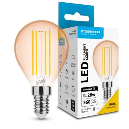 Modee LED Filament Amber Globe Mini G45 4W E14 320° 1800K (360 lumen) dimm.