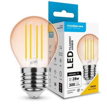 Modee LED Filament Amber Globe Mini G45 4W E27 320° 1800K (300 lumen) dimm.