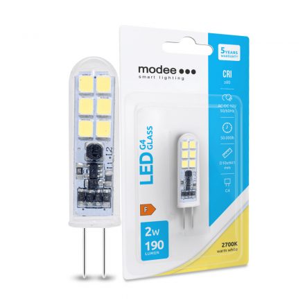 Modee Lighting LED Bec G4 Sticlă AC-DC 12V 2W 2700K (190 lumen) ERP B1