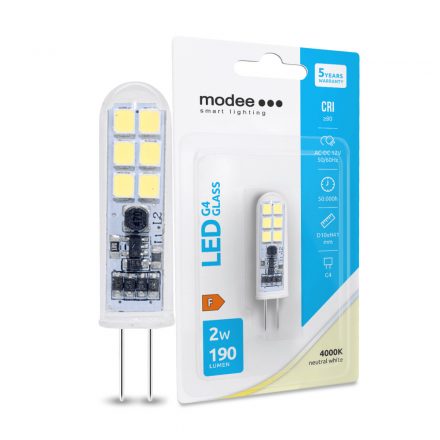 Modee Lighting LED Bec G4 Sticlă AC-DC 12V 2W 4000K (190 lumen) ERP B1