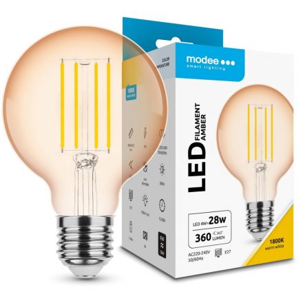 Modee Lighting LED Filament Amber Globe G80 4W E27 320° 1800K (360 lumen)