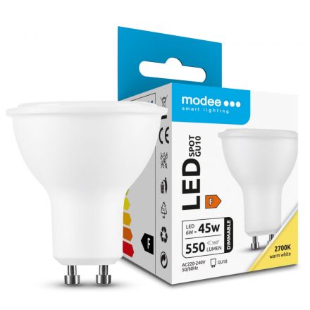 Modee LED Bec Spot Alu-Plastic 6W GU10 110° 2700K (550 lumen) dimm. ERP