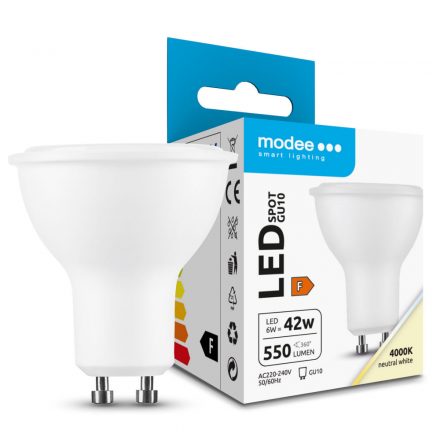 Modee Lighting LED Bec Spot Alu-Plastic 6W GU10 110° 4000K (550 lumen) ERP