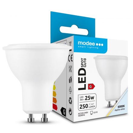 Modee Lighting LED Bec Spot Alu-Plastic 3W GU10 110° 6000K (250 lumen) ERP