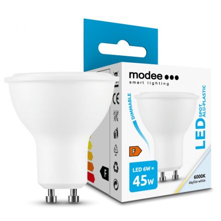 Modee LED Bec Spot Alu-Plastic 6W GU10 110° 6000K (550 lumen) dimm. ERP