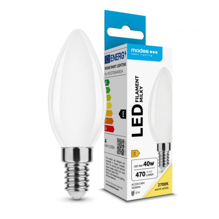 Modee LED Bec Filament Lumânare Milky C35 4W E14 360° 2700K (430 lumen) ERP