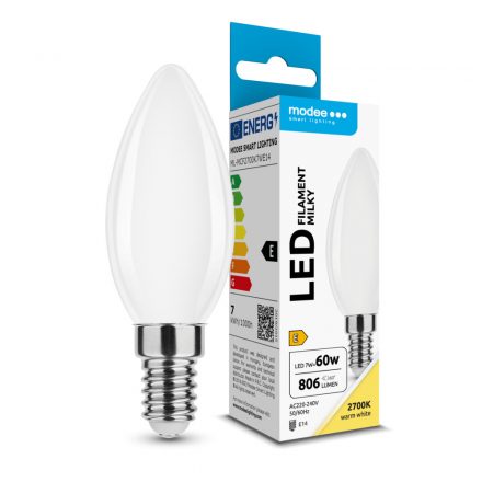 Modee LED Bec Filament Lumânare Milky C35 7W E14 360° 2700K (806 lumen) ERP