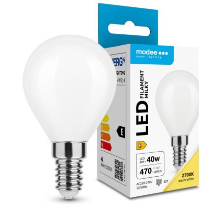 Modee LED Bec Filament Mini Glob Milky G45 4W E14 360° 2700K (470 lumen) ERP