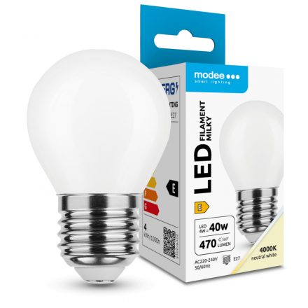 Modee LED Bec Filament Mini Glob Milky G45 4W E27 360° 4000K (470 lumen) ERP