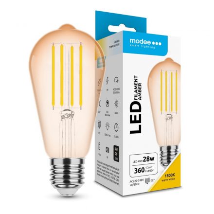 Modee LED Filament Chihlimbar ST58 4W E27 320° 1800K (360 lumen)