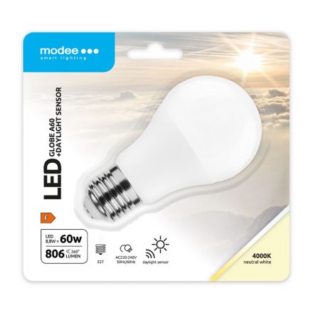 Modee LED Smart (DL Sensor) Globe (Glob) A60 8,8W E27 200° 4000K (806 lumen)