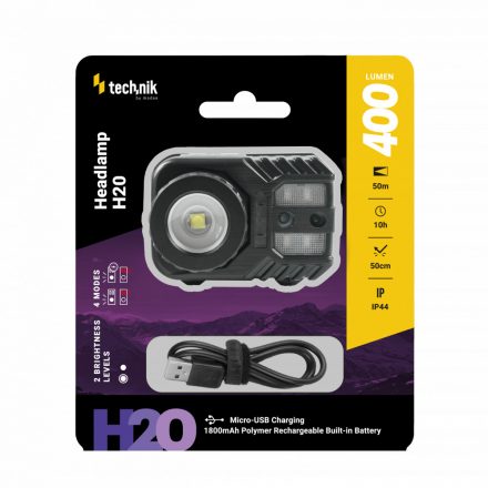  Technik Fejlámpa H20 XPG-2 LED 400 lumen micro USB fókuszálható