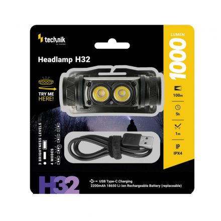 Technik Fejlámpa H32 OSRAM P9 LED piros fény 1000 lumen USB-C